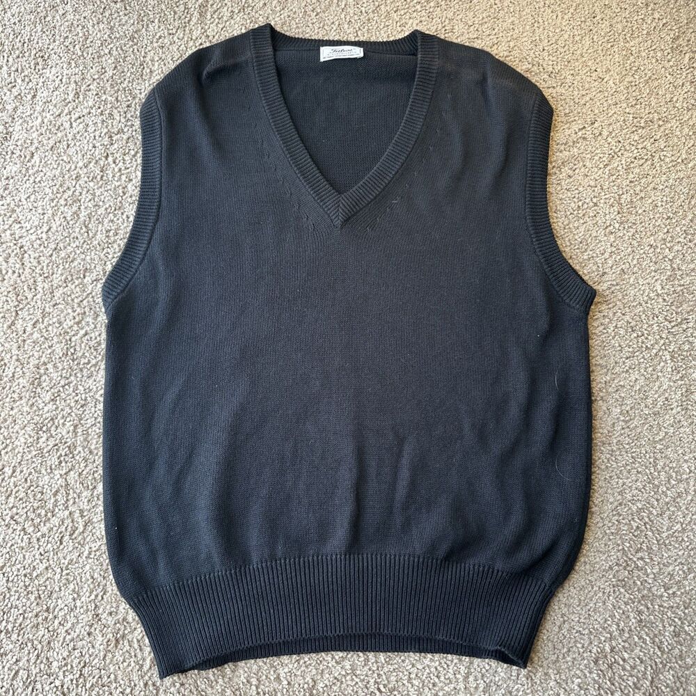 Titleist by Corbin Sweater Vest Men’s M Black 100% Cotton Vintage Hong Kong Golf